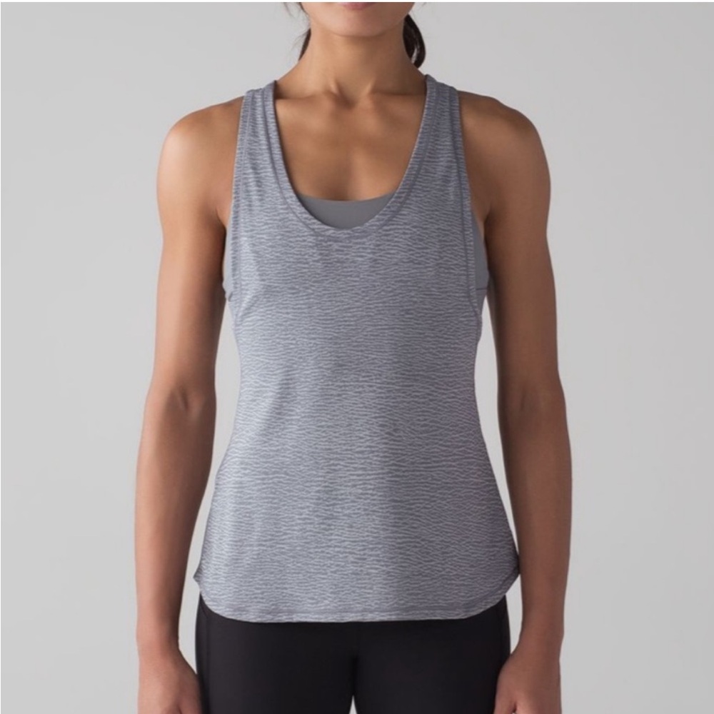 Lululemon Glide and Stride Tank Luon Pebble Jacquard V2 Arctic Grey Ice Grey 12